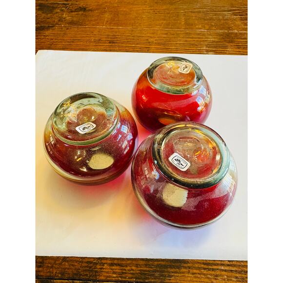 Set of 3 Vintage Amberina Globe/Ball Style Hand Blown Glass Vases Made in Mexico - Picture 6 of 8